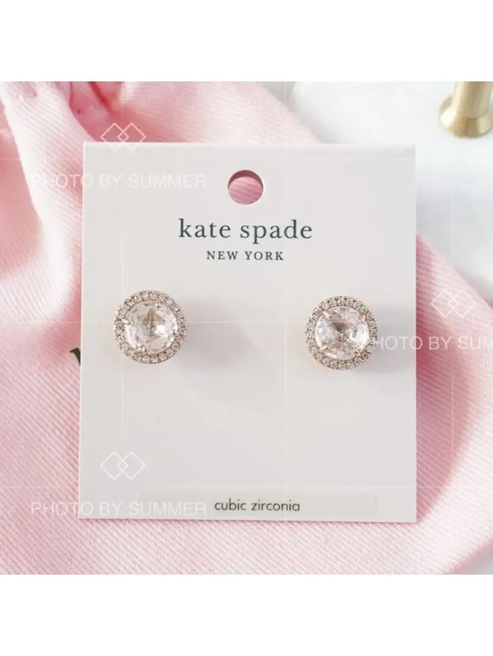 Kate Spade Bright Ideas Pave Halo Studs Earrings Clear/ Rose Gold